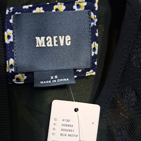 Anthropologie Maeve Tilde Polka Dot Palooza Retro Mod Metallic XS Black Motif NW - Picture 7 of 15